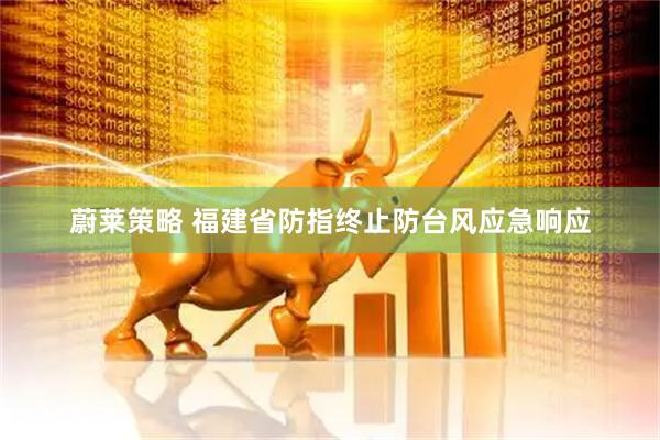 蔚莱策略 福建省防指终止防台风应急响应